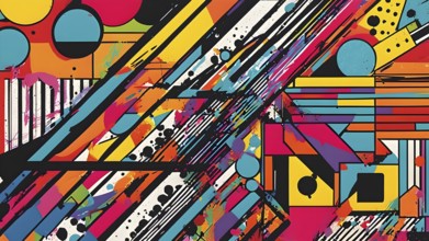 Pop art styled music album illustration featuring abstract crayon patterns and erratic lines in