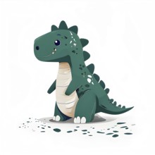 Simple cartoon dinosaur with a white background, abstract illustration, AI generated