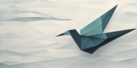 Abstract origami bird wallpaper illustration, AI generated