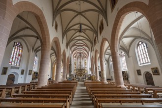 Interior of the town church of St John and St Martin, built in the 15th century in Gothic style,