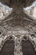 Gothic entrance portal designed with figure reliefs, 1385-1415, Regensburg Cathedral, St Peter's,