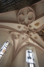 Vaulted ceiling from 1610 in the sacristy, St Mary's Church, Kalbensteinberg, Middle Franconia,