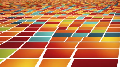 Illustration of a flat background with yellow red and orange squares, AI generated, animation