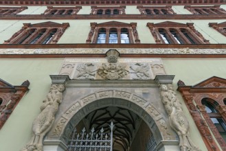 Facade in the Italian Renaissance style from 1555, in the courtyard of the former Fürstenhof,