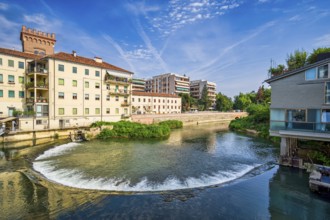 Weir in the river Bacchiglione, Vicenza, Veneto, Italy, Europe