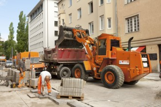 Construction site, road construction, Ohmstraße, Munich, Bavaria, Germany, Europe