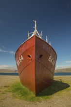 Ship wreck at the road 612 at Patreksfjördur, NW Iceland. The oldest steel ship in iceland. Built