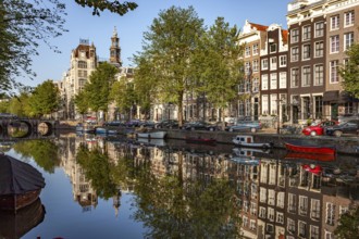 Typical canal in the Dutch capital Amsterdam, North Holland, Netherlands