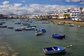 Boats in Charco de San Ginés harbour, Arrecife, Lanzarote, Canary Islands, Canary Islands, Spain,