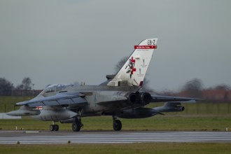 Panavia Tornado aircraft in RAF Royal air force colours on a runway about to take off, England,