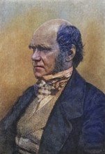 Charles Darwin, 1809?1882, 45 years old. British naturalist. After a photograph (1854?) by Maull