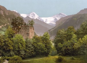 Interlaken, Ruins of Unspunnen, Bernese Oberland, Switzerland, Historic, digitally restored