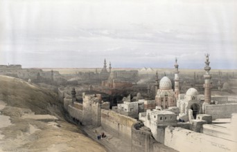 Cairo, seen from the west, Egypt, around 1850, Historical, digitally restored reproduction from a