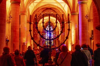 Essen Light Festival, in the city centre, light art light and blessing, in Essen Cathedral, by the