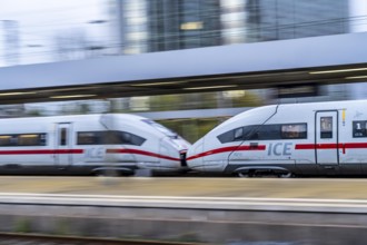 North Rhine-Westphalia, Germany, ICE train at Essen central station, on the platform, Europe