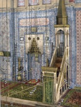 Interior of the Rüstem Pasha Mosque, Constantinople, today Istanbul, Turkey, Historical, digitally