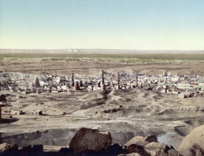 Panorama of Cairo, Egypt, Historical, digitally restored reproduction from a 19th century original,