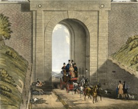 Carriage travelling through Highgate Tunnel, 1831, London, England, Historic, digitally restored