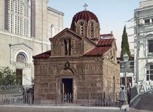 The Church of St Eleutherius in Athens, Greece, Historical, digitally restored reproduction from a