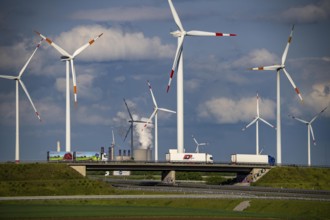 RWE Windpark Jüchen A44n, Garzweiler wind farm, at the Garzweiler opencast lignite mine, on the A44