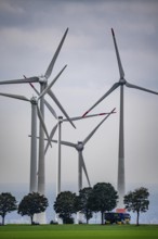 Wind farm east of Paderborn, on the B64 federal highway, North Rhine-Westphalia, Germany, Europe