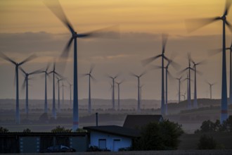 Wind farm, south of the village of Helmern, belongs to Bad Wünnenberg, Paderborn district, OWL,