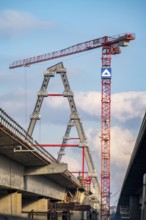 New construction of the A1 motorway bridge over the Rhine near Leverkusen, after completion of the