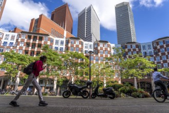 Muzenplein square, residential area in the city centre near Central Station, Skyline, in the city