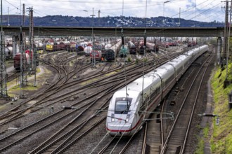 ICE train at Hagen-Vorhalle marshalling yard, one of the 9 largest in Germany, located on the