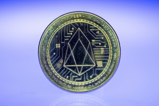 Eos, EOS, cryptocurrency, symbol coin, optical placeholder for the digital currency, blockchain,