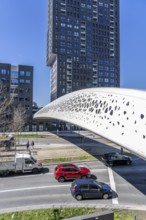 The Parkbruk, cycle and pedestrian bridge in the city centre of Antwerp, crosses a multi-lane city