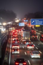 Traffic jam on the A40 motorway, Ruhrschnellweg, in Essen, North Rhine-Westphalia, Germany, Europe