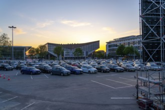 Temporary drive-in cinema, in the car park in front of Messe Essen, Grugahalle, large LED screen,