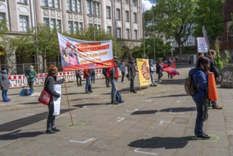 Demonstration on 1 May, on the Weberplatz in Essen, an alliance of left-wing parties and groups had