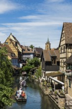 Picturesque colourful half-timbered houses, La Petite Venise, Colmar, Alsace, Bas-Rhin, France,