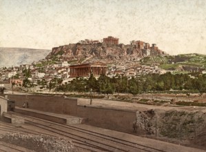 The Acropolis and the Temple of Theseus, Athens, Greece, 1890, Historical, digitally restored