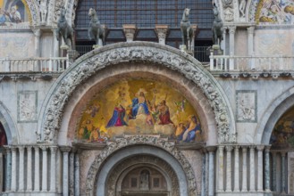 St Mark's Basilica with the mosaic of Christ on the outer façade, architecture, history, art, St