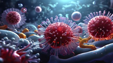 3d illustration of bacteria molecule in the backdrop conception of the humane immune system, AI