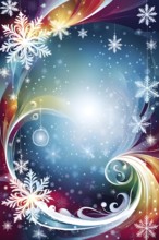 Abstract illustration wallpaper of different Christmas symbols, vibrant colors and soft swirling