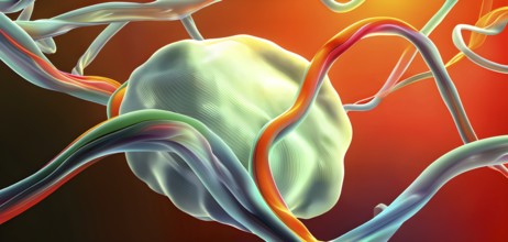 Three dimensional render of cholesterol in blood stream, AI generated