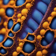 Nano material inspired by gecko feet with intricate patterns and vibrant colors representing