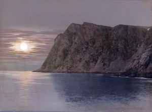 North Cape at Midnight Sun, Solstice, Norway, around 1890, Historical, digitally restored