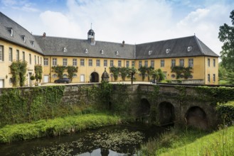 Moated castle, Schloss Dyck, Jüchen, Lower Rhine, North Rhine-Westphalia, Germany, Europe