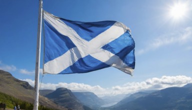 The flag of Scotland flutters in the wind