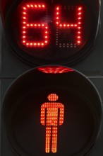 Red pedestrian lights with second display of the red phase, Bochum, Ruhr area, North