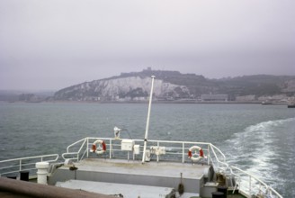 Canal ferry Compagne leaves Dover, Kent, England on a cloudy day in 1970