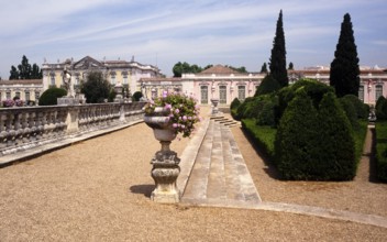 Gardens in the National Palace of Queluz, Sintra, near Lisbon, Portugal, Europe