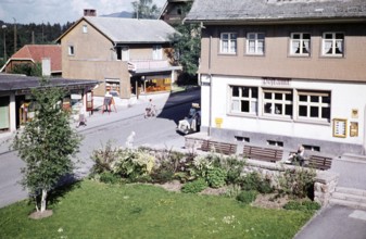 Shops and services in the village centre of Hinterzarten, Baden-Württemberg, Germany, Europe, 1959,