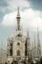 Spires on the roof of the cathedral, Milan, Lombardy, Italy 1957