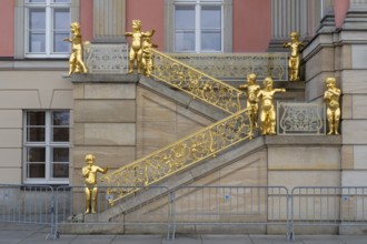 Golden Angel Staircase, Puttentreppe, City Palace and State Parliament, Potsdam, Brandenburg,